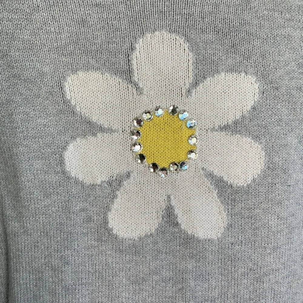 Gymboree Knit Sweater Girls Kids Flower Daisy Jewel Sweater Dress sz 7